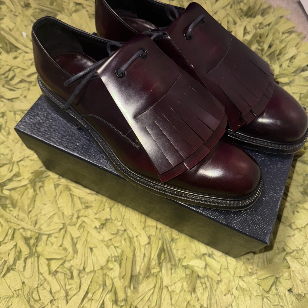 Prada Brown Leather Oxford Shoes